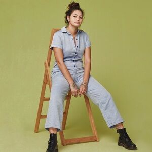 Jungmaven | Luxe Stillwater Pant Romper Chambray Size S Hemp Cotton Wool